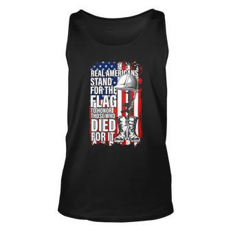 Real Americans Stand For The Flag Shirt Veteran Day Us Unisex Tank Top - Monsterry CA
