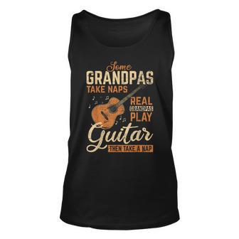 Real Grandpas Play Guitar Then Take Nap Funny Guitarist Unisex Tank Top - Seseable
