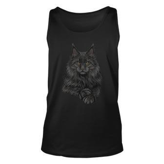 Realistic Cute Maine Coon Cat Sitting For Lovers Animals Unisex Tank Top - Seseable