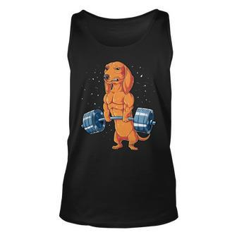 Red Dachshund Weightlifting - Mens Standard Unisex Tank Top - Monsterry