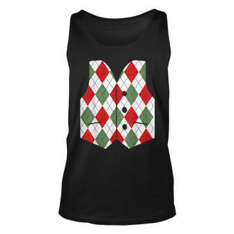 Red Green Ugly Argyle Christmas Pattern Vest Tank Top | Mazezy