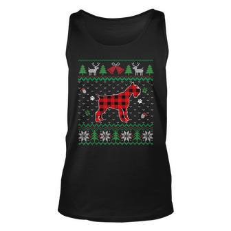 Red Plaid Schnauzer Dog Lover Ugly Christmas Sweater Tank Top - Monsterry DE