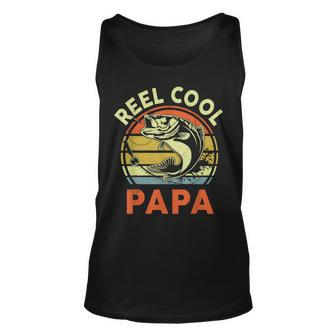 Reel Cool Papa Fishing Dad Fisherman Fathers Day Grandpa Unisex Tank Top - Seseable