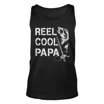 Reel Cool Papa Fishing Dad Gifts Fathers Day Fisherman Fish Unisex Tank Top | Mazezy
