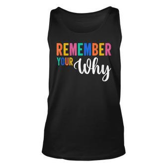 Remember Your Why Motivational Gym Fitness Workout Quote Unisex Tank Top | Mazezy
