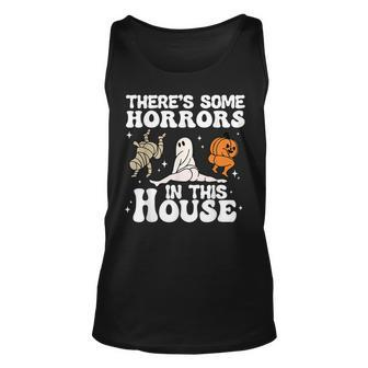 Theres Some Horrors In This House Ghost Pumpkin Halloween Unisex Tank Top - Seseable