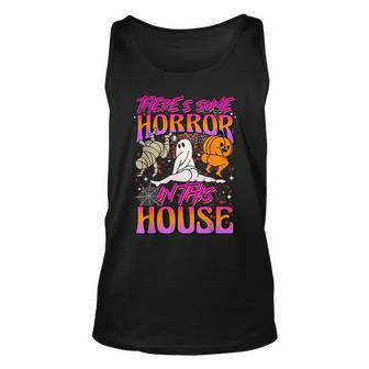 Theres Some Horrors In This House Ghost Pumpkin Halloween Unisex Tank Top - Thegiftio UK