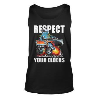 Respect Your Elders Classic Hot Rod Muscle Car Cartoon Unisex Tank Top | Mazezy