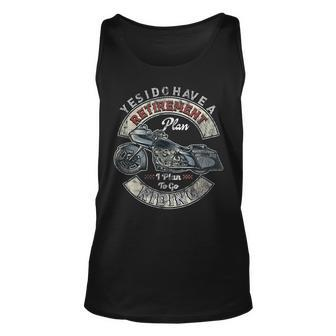 Retirement Plan To Go Riding Gift Motorcycle Riders Biker Unisex Tank Top | Mazezy