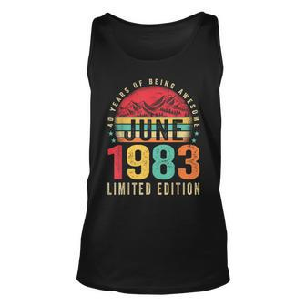 Retro 40Th Birthday Gifts Vintage Awesome Since June 1983 Unisex Tank Top | Mazezy