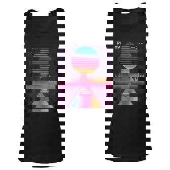 Retro 80S Cyberpunk Synthwave Sunset Fast Car In Outrun Grid 80S Vintage Tank Top | Mazezy