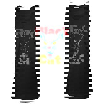 Retro Black Cat Retro Fireworks Vintage Halloween 70S Tank Top - Thegiftio