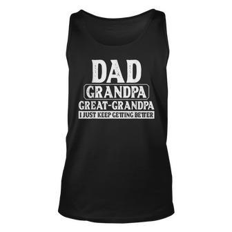 Retro Dad Grandpa Great Grandpa Funny Fathers Day Unisex Tank Top | Mazezy