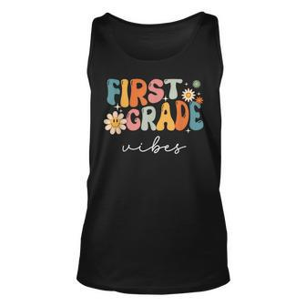 Retro First Grade Vibes 1St Grade Team First Day Of School Unisex Tank Top - Seseable