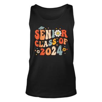 Retro Groovy Senior 24 Class Of 2024 Graduation School Unisex Tank Top - Thegiftio UK