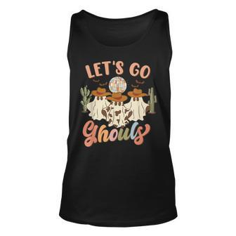 Retro Halloween Let's Go Ghouls Western Ghosts Disco Ball Tank Top