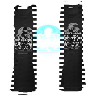 Retro Kraken Vintage Cthulhu Steampunk Octopus Blue Sunset Gift For Women Unisex Tank Top - Thegiftio