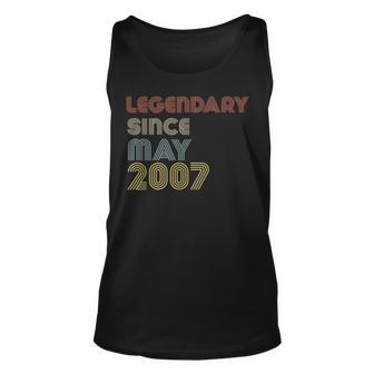 Retro Legendary Since May 2007 Birthday Legend Born Years Unisex Tank Top | Mazezy