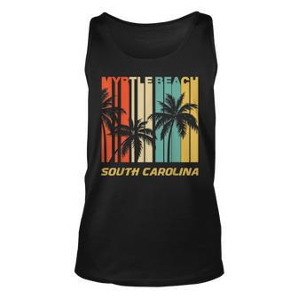 Retro Myrtle Beach South Carolina Palm Trees Vacation Unisex Tank Top | Mazezy
