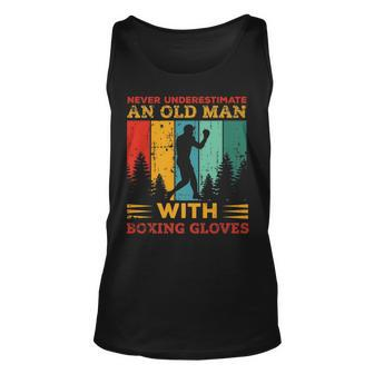 Retro Never Underestimate An Old Man With Boxing Gloves Box Unisex Tank Top - Seseable
