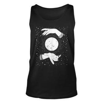 Retro Vintage Halloween Witchy Moon With Witch Hands & Stars Moon Tank Top | Mazezy