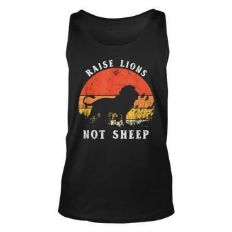 Retro Vintage Raise Lions Not Sheep Patriot Party Unisex Tank Top | Mazezy