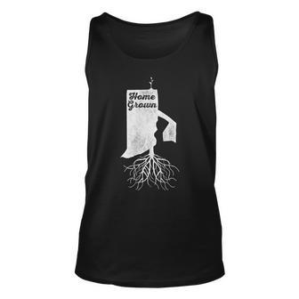 Rhode Island Home Grown Vintage Roots State Pride Distressed Tank Top | Mazezy