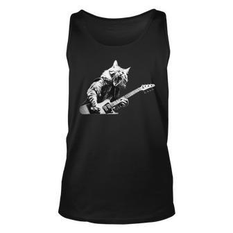 Rock Cat Playing Guitar Guitar Cat Tank Top - Monsterry