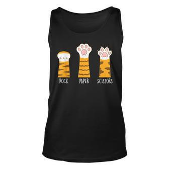 Rock Paper Scissors Hand Game Funny Cute Paw Cat Lovers Unisex Tank Top | Mazezy