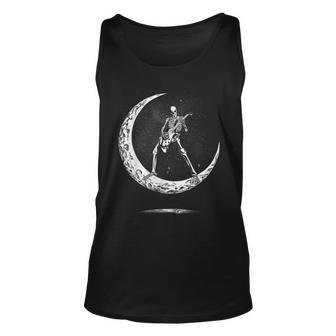 Rock On Skeleton Moon Rock And Roll Halloween Tank Top | Mazezy