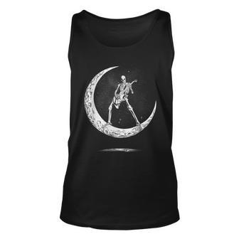 Rock On Skeleton Moon Rock And Roll Halloween Tank Top - Seseable