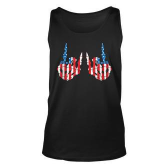 Rocker Skeleton Hand Rock 4Th Of July Funny American Flag Unisex Tank Top | Mazezy