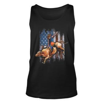 Rodeo Bull Riding American Flag Cowboy Bull Rider Rodeo Tank Top | Mazezy