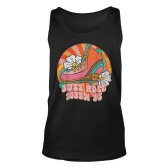 Roll With It Roller Skating Retro Skater Vintage Skate Quote Tank Top | Mazezy