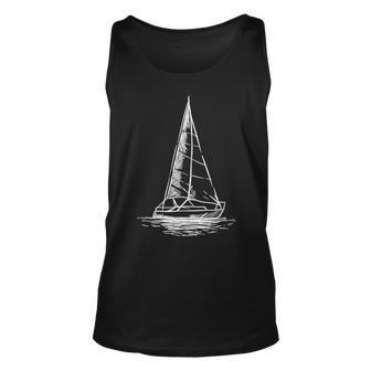 Sailor Boating Anchor Simple Line Drawing Sailboat Sailing Unisex Tank Top | Mazezy