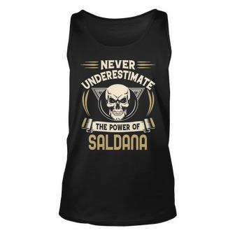 Saldana Name Gift Never Underestimate The Power Of Saldana Unisex Tank Top - Seseable
