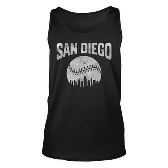 San Diego City California Baseball Skyline Vintage Souvenir California And Merchandise Tank Top | Mazezy