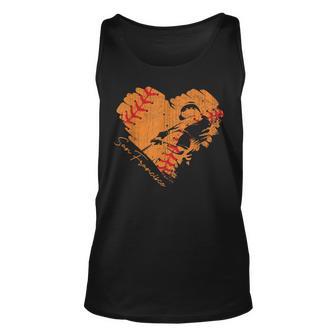 San Francisco Baseball Heart Distressed Vintage Tank Top - Seseable