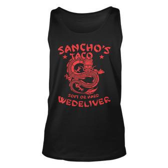 Sanchos Tacos Soft Or Hard We Deliver Apparel Unisex Tank Top | Mazezy