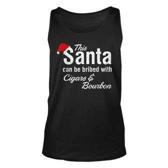 This Santa Can Be Bribed With Cigars & Bourbon Xmas Cigars Tank Top | Mazezy