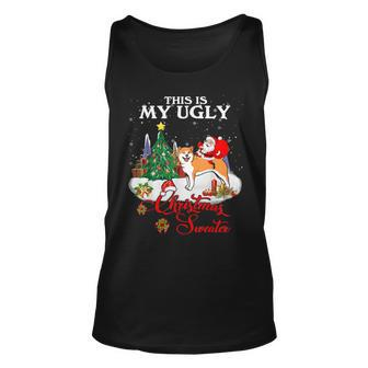 Santa Riding Akita This Is My Ugly Christmas Sweater Tank Top - Monsterry