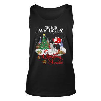 Santa Riding Border Collie This Is My Ugly Christmas Sweater Tank Top - Monsterry DE