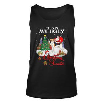Santa Riding Fox Terrier This Is My Ugly Christmas Sweater Tank Top - Monsterry