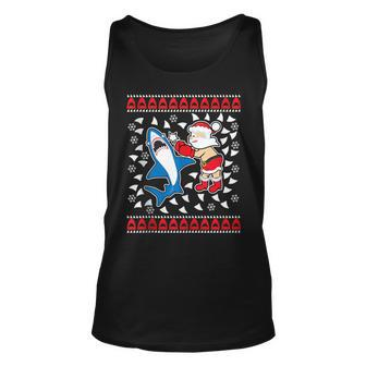 Santa Vs Shark Ugly Christmas Sweater Tank Top | Mazezy