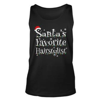 Santas Favorite Hairstylist Xmas Lights Costume For Barber Unisex Tank Top | Mazezy