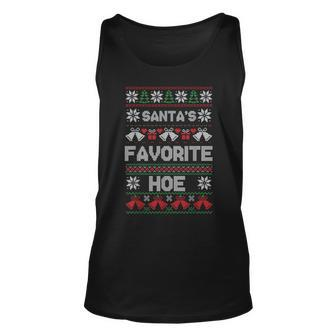 Santa's Favorite Hoe Ugly Christmas Sweater Tank Top | Mazezy