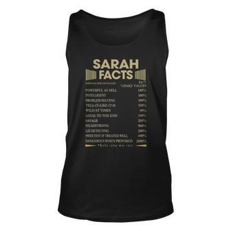 Sarah Name Gift Sarah Facts Unisex Tank Top - Seseable