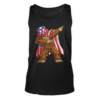 Sasquatch Dabbing Bigfoot 4Th Of July Usa Flag Independence Tank Top | Mazezy