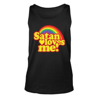 Satan Loves Me Funny Lgbtq Pride Gay Lesbian Funny Quotes Unisex Tank Top | Mazezy