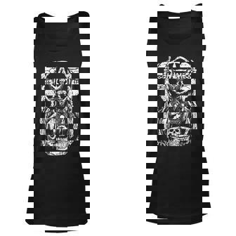Satanic Devil With Skull Occult 666 Goat Pentagram Baphomet Unisex Tank Top - Seseable